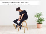 2X Wood Bar Stool Dining Chair Fabric LEILA 72cm BEIGE V274-FT-WBSFAB-82BE2
