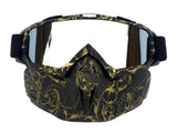 Copper Flower Frame Mercury Piece Sleek Black Full-Face Snow Goggles with Mirror Lens - Ultimate V888-ELOSUNG46665