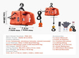 3-in-1 Electric Hoist Winch, 700 kg Capacity, 1500W Portable Power Winch Crane, 7.6 m Lifting V952-CGGGKBXSDDHL17XY4001V3