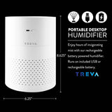 Portable Cool Mist Humidifier 2 Liter Capacity Rechargeable Battery Powered 2 Misting Modes Led V1258-DP02-C-937