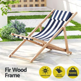 Gardeon Outdoor Deck Chair Wooden Sun Lounge Folding Beach Patio Furniture Blue WOOD-B-BC-6021T-BW