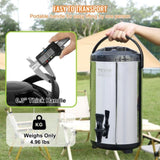 Stainless Steel Insulated Beverage Dispenser, 9.2 Liter, Thermal Hot and Cold Drink Server Dispenser V952-YLHLQQYX12L0TQWXUV0