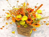Fall Basket for Front Door 35CM Maple Leaf Rice Ear Hanging Sunflower Fall Basket Wreath for Outdoor V1294-YM0901-240510HL05-1