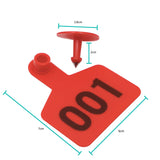 1-100 Cattle Number Ear Tag 6x7cm Set - Medium Red Sheep Livestock Label V238-SUPDZ-39973716197456