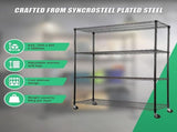 Wire Storage Rack 150x60cm Black Shelving with Wheels V63-841101