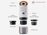 4-in-1 Portable Espresso Coffee Maker Work with NES/DG Capsule and Ground Coffee Cordless 17Bar V1294-YM0901-H49315W