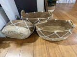 Set 3 Round Rattan W Macrame Basket 33x25cm V637-WDB35977