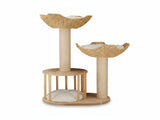 P&P Natural Wood White 3-Tier Cat Tower with Scratching Post, Condo and Plush Baskets V767-P-XM1671