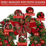 Christabelle Stunning 71cm Christmas Wreath Lush Red Baubles Berries Pine Cones and Bow Front D 112_GUE509