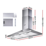 Devanti 900mm Range Hood 90cm Rangehood Stainless Steel RH-D-A17-90-SR