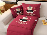 Wine Red Cap Bear 2-in-1 Foldable Car Pillow - Cozy 40x40cm Pillow, Unfolds to 100x150cm V888-ELOSUNG33182