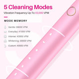 Pink 5 Modes Sonic Electric Toothbrush with Smart Timer - IPX7 Waterproof, 60 Day Battery Life, V888-ELOSUNG56306-1