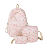 Bow Backpack For Women,3pcs Set Coquette Aesthetic Nylon Rucksack Casual Cute Back Pack With Bow V1192-AZ-W-24033