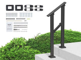 Handrails for Outdoor Steps, 1-2 Step Stair Hand Rail Kit, Transitional Carbon Steel Railings with V952-FGDHGZLSLZFSL278CV0