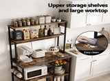 Artiss 5-Tier Kitchen Rack with Power Outlets 90CMX153CM Microwave Storage Shelf KR-MEL-5S-90-2AC-BKBR