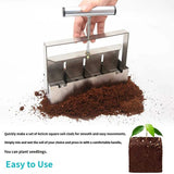 4 Cell Soil Blocker - Heavy Duty Steel Seedling Block Maker with 3 Seed Pin Sets, Reusable Hand V888-ELOSUNG18563