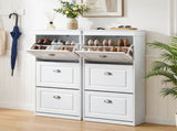 Artiss 2x Shoe Cabinet Storage Organiser 3 Flip Drawer White FURNI-P-SHOE-3D-WHX2
