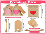 36 Pcs Valentine's Day Burlap Gift Bags with Drawstring Heart 6x4 In Party Favor Bag Mini Rustic V1259-DP01-A-5592