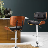 Artiss Bar Stools Gas Lift Leather Black BA-TW-8045-BK
