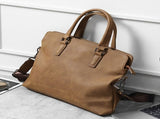 Gray Brown Men'S Leather Briefcase Laptop Bag Professional Carry-All Commuter Attach V1347-127-BRO-59768