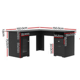 Artiss Computer Desk Home Office Study Desks L-shaped Corner Table with Storage FURNI-Q-DESK-L-BK-ABC