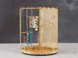 3 in 1 Jewelry Stand Display Multi Tiers Wooden Swivel Base Jewelry Display Holder for Necklace Gold V1294-YM0715-220531XY01