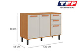 Base Kitchen Wooden Cabinet/Cupboard with 3 Doors 2 Drawers in Cinnamon Finish - Napoles White V1112-3600001953