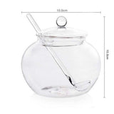 Large Transparent Glass Spice Jars with Lid and Spoon, 350ml Round Kitchen Storage Containers for V1370-AZ4-19617