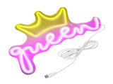 LED Neon Sign Bright USB Powered Decorative Crown Queen Wall Neon Light for Kids Room Bedroom Party V1294-YM0706-3119230136311