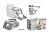 Grey Children's Toilet Trainer Seat Foldable Potty Ladder with Color Box, Easy-to-Use Toilet Seat V888-ELOSUNG13112