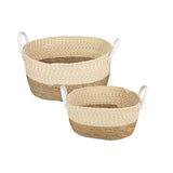 2 Piece Cotton Rope Stripe Carry Handles Storage Baskets set V915-MB0054