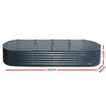 2x Green Fingers Raised Garden Bed 320X80X42cm Oval Planter Box Container Galvanised GARDEN-OVAL-3208042X2