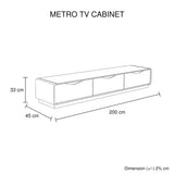 TV Cabinet with 3 Storage Drawers With High Glossy Assembled Entertainment Unit in Black & White V43-TVC-MET-B&W