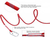 Climbing rope 10 meters - 1000 kg tensile strength - including 2 carabiners - red V1188-MS101-01641-1