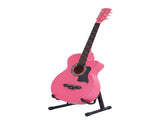 Alpha 38 Inch Acoustic Guitar Wooden Body Steel String Full Size w/ Stand Pink GUITAR-D-38-PINK-CAPO