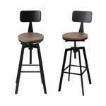 Artiss 4x Bar Stools Kitchen Dining Chairs Adjustable Wood Stool w/Backrest BA-TW-V17-098BACK-BKX4