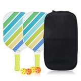 White Blue Green Striped Fiberglass Pickleball Paddle Set 2 Ultra Lightweight Pickleball V888-ELOSUNG52238