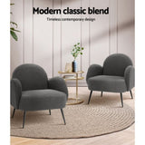 Artiss Armchair Boucle Charcoal Hanes UPHO-C-ARM-5101-CH