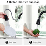 Black Kitchen Faucet, Stainless Steel Pull-Down Sprayer Sink Mixer 2 Spray Modes Kitchen Mixer V1188-MS-227-2416