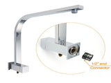 WELS Chrome 8" Twin Square Shower Set Rain Head 3 Modes Handheld Sliding Rail Taps V1233-C7121SHS002M4CKSS110CPF0272A