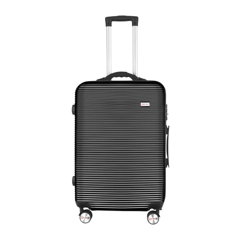 24" Digital Weighing Scale and USB Charging Port Lightweight Luggage Suitcase Silver Black V915-FB3001-M-BK
