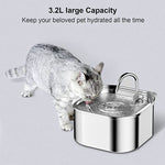 YES4PETS 3.2L Automatic Electric Pet Water Fountain Dog Cat Stainless Steel Feeder Bowl Dispenser V278-PWS-111-SQUARE