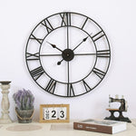 60cm Industrial Large Wall Clock, Round Metal Wall Clocks Roman Numerals Style V63-844681