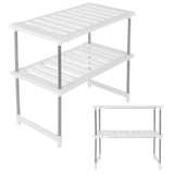 2-Tier Under Sink Rack Stainless Steel Expandable Storage Organizer Kitchen Shelf Holder V1294-YM0901-3117200157011
