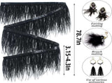 Black Ostrich Feathers Trim,78.7Inx3.15-4.3In Wide Ostrich Feathers Sewing Fringe Trim Ribbon for V1189-WXFWAL-20260319-00123