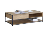 CARLA HOME Coffee Table with Drawer - Wood and Metal Frame - Brown - Rustic - Steel V178-36468