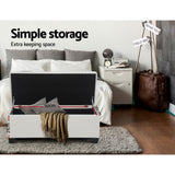 Artiss Storage Ottoman Blanket Box 97cm Leather White OTM-L2-WH