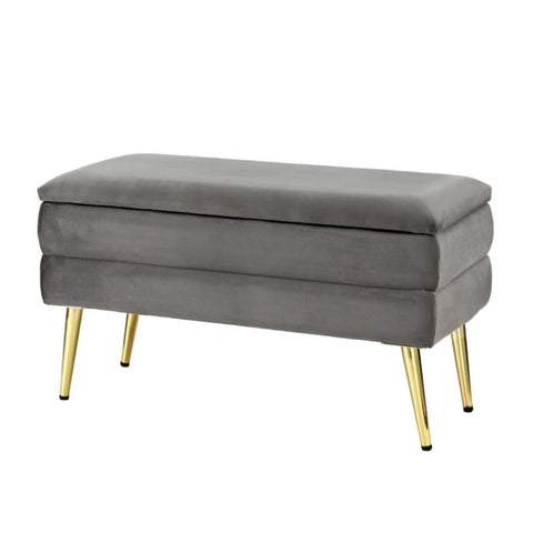 Artiss Ottoman Storage Foot Stool Velvet Grey OTM-RTA-04-VEL-GY