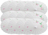 12x PARASOL UMBRELLA Chinese Japanese Bamboo Flower Pattern 80cm Large BULK - White V563-BR-12PARUMBRLA-WHT