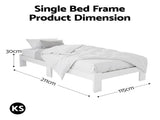 Artiss Bed Frame King Single Size Wooden White JADE WBED-F-BASE-JADE-KS